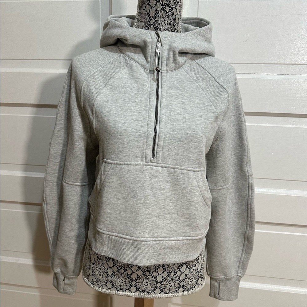 Lululemon Scuba Oversized 1/2 Zip Hoodie Size XS/S Heathered Light Grey $138